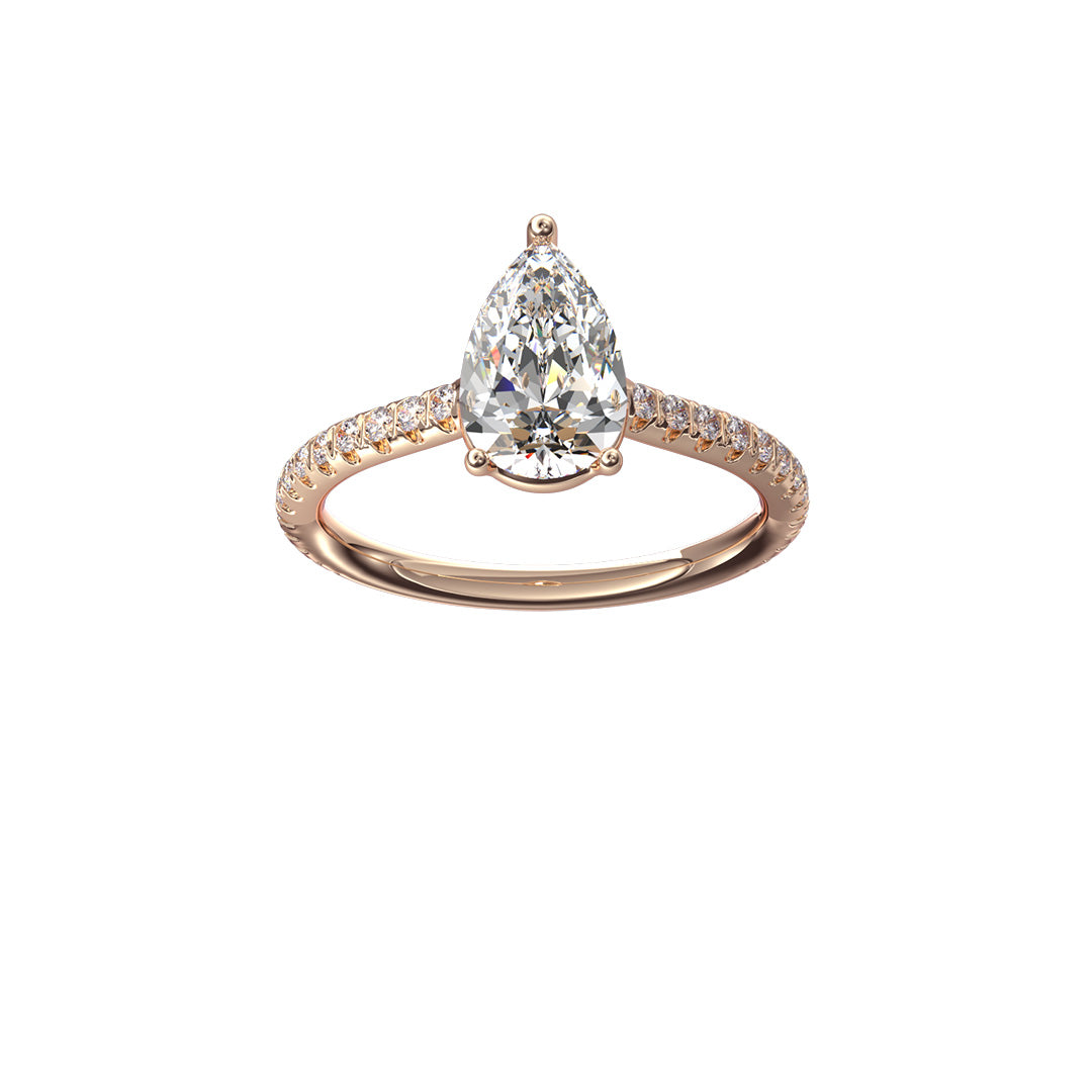 Solitaire Absolue 1ct pavé Poire - Or rose 18k - diamant éthique - Loyale Paris