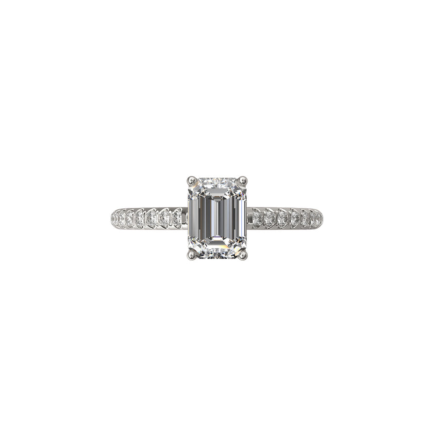 Solitaire Absolue 1ct pavé Émeraude - Or blanc 18k - diamant éthique - Loyale Paris