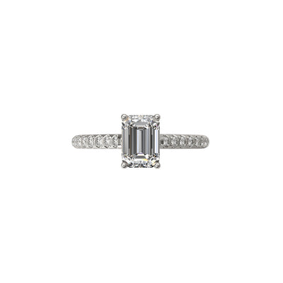Solitaire Absolue 1ct pavé Émeraude - Or blanc 18k - diamant éthique - Loyale Paris