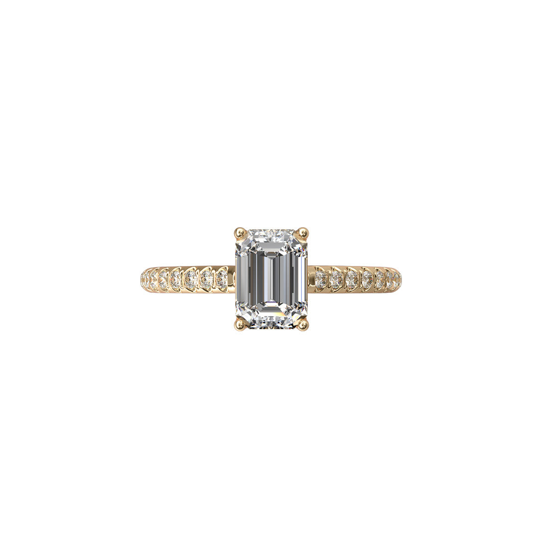 Solitaire Absolue 1ct pavé Émeraude - Or jaune 18k - diamant éthique - Loyale Paris