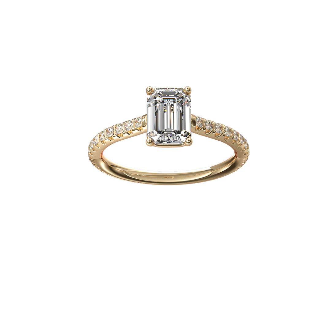 Solitaire Absolue 1ct pavé Émeraude - Or jaune 18k - diamant éthique - Loyale Paris