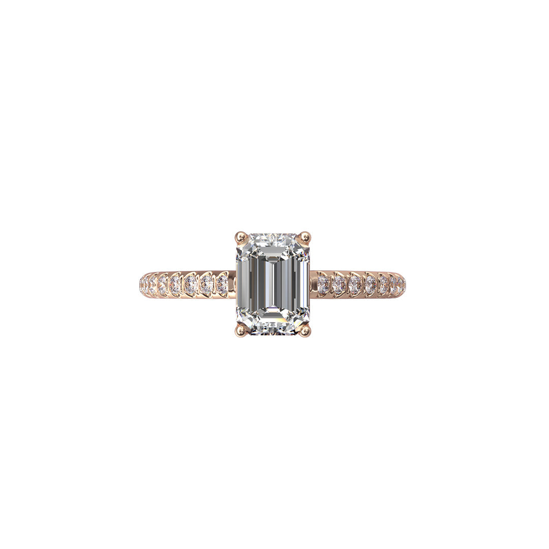 Solitaire Absolue 1ct pavé Émeraude - Or rose 18k - diamant éthique - Loyale Paris