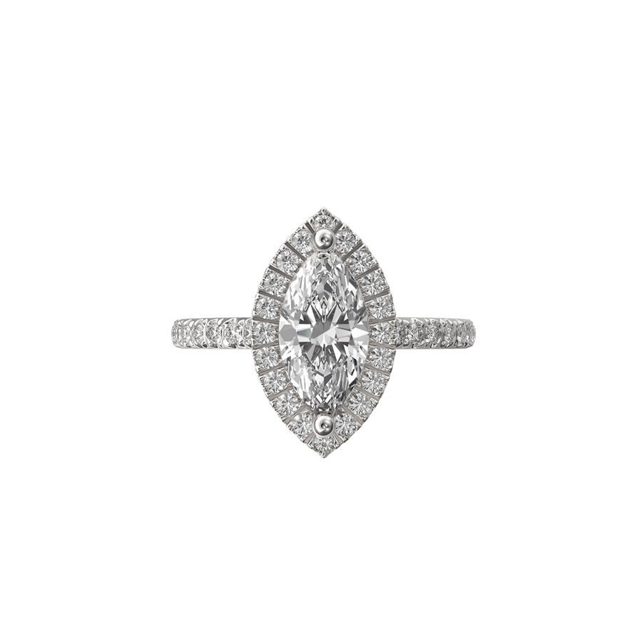 Solitaire Absolue Couronne 1ct pavé Marquise - Or blanc 18k - diamant éthique - Loyale Paris