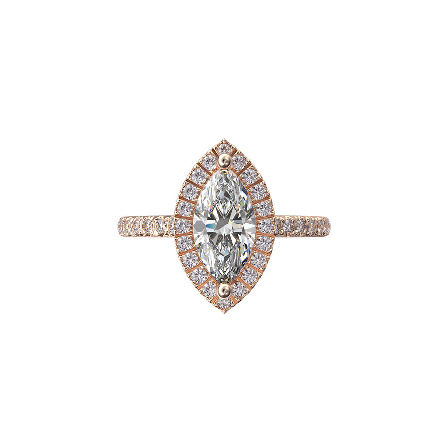Solitaire Absolue Couronne 1ct pavé Marquise - Or rose 18k - diamant éthique - Loyale Paris