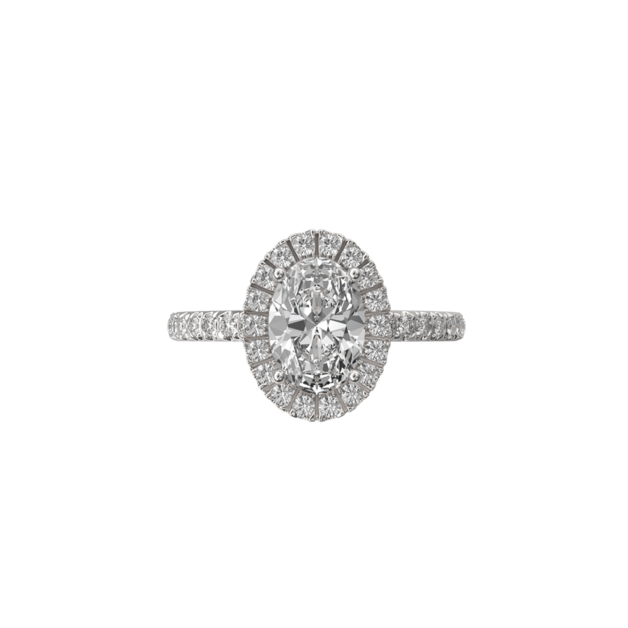 Solitaire Absolue Couronne 1ct pavé Ovale - Or blanc 18k - diamant éthique - Loyale Paris