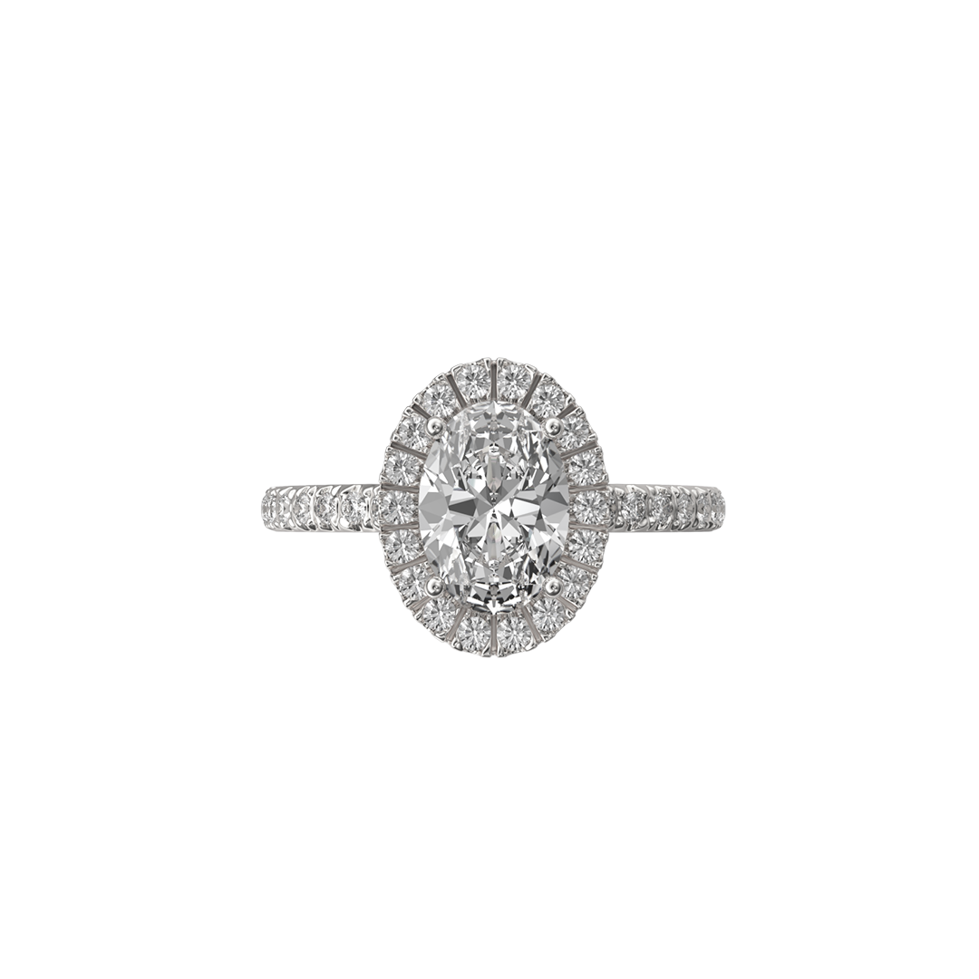 Solitaire Absolue Couronne 1ct pavé Ovale - Or blanc 18k - diamant éthique - Loyale Paris