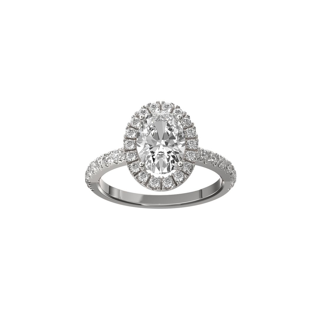 Solitaire Absolue Couronne 1ct pavé Ovale - Or blanc 18k - diamant éthique - Loyale Paris