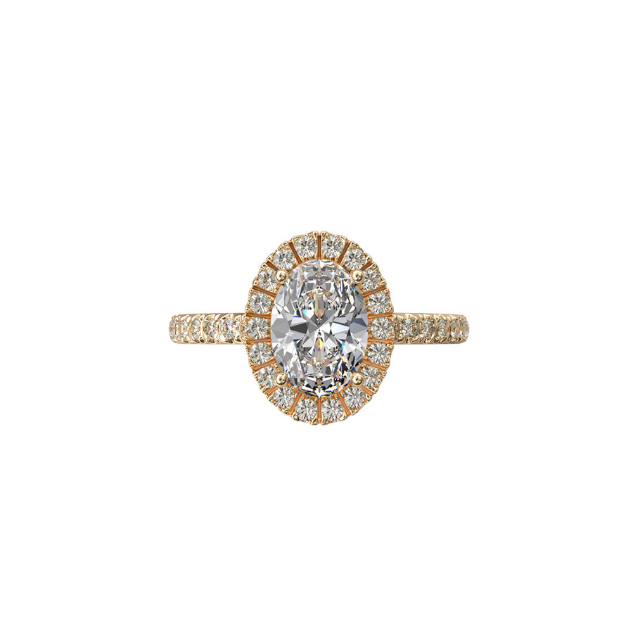 Solitaire Absolue Couronne 1ct pavé Ovale - Or jaune 18k - diamant éthique - Loyale Paris