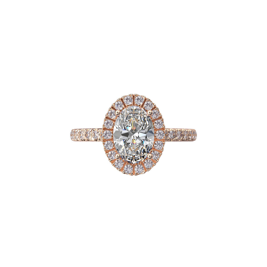 Solitaire Absolue Couronne 1ct pavé Ovale - Or rose 18k - diamant éthique - Loyale Paris