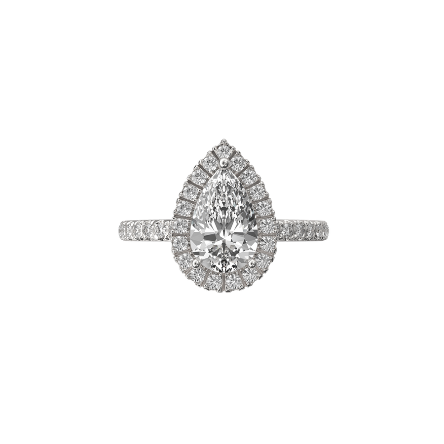 Solitaire Absolue Couronne 1ct pavé Poire - Or blanc 18k - diamant éthique - Loyale Paris