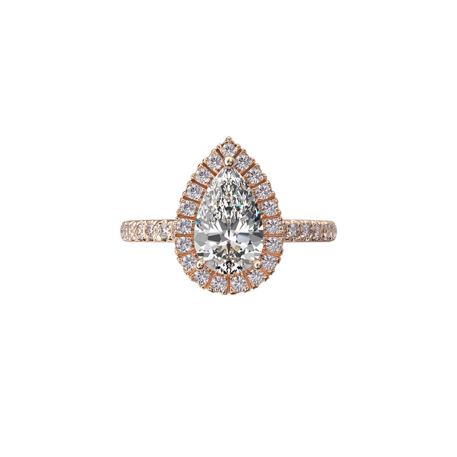 Solitaire Absolue Couronne 1ct pavé Poire - Or rose 18k - diamant éthique - Loyale Paris