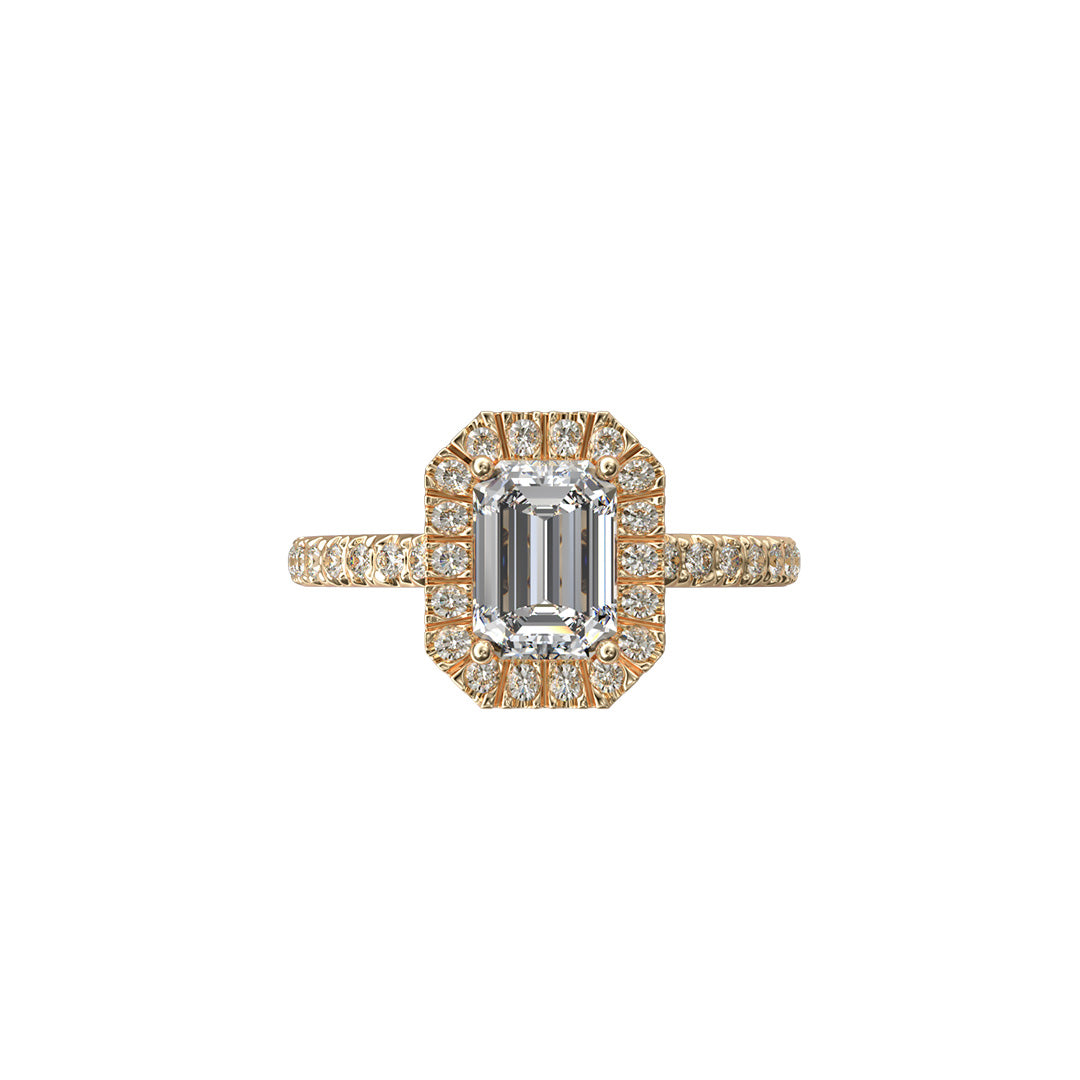 Solitaire Absolue Couronne 1ct pavé Émeraude - Or jaune 18k - diamant éthique - Loyale Paris