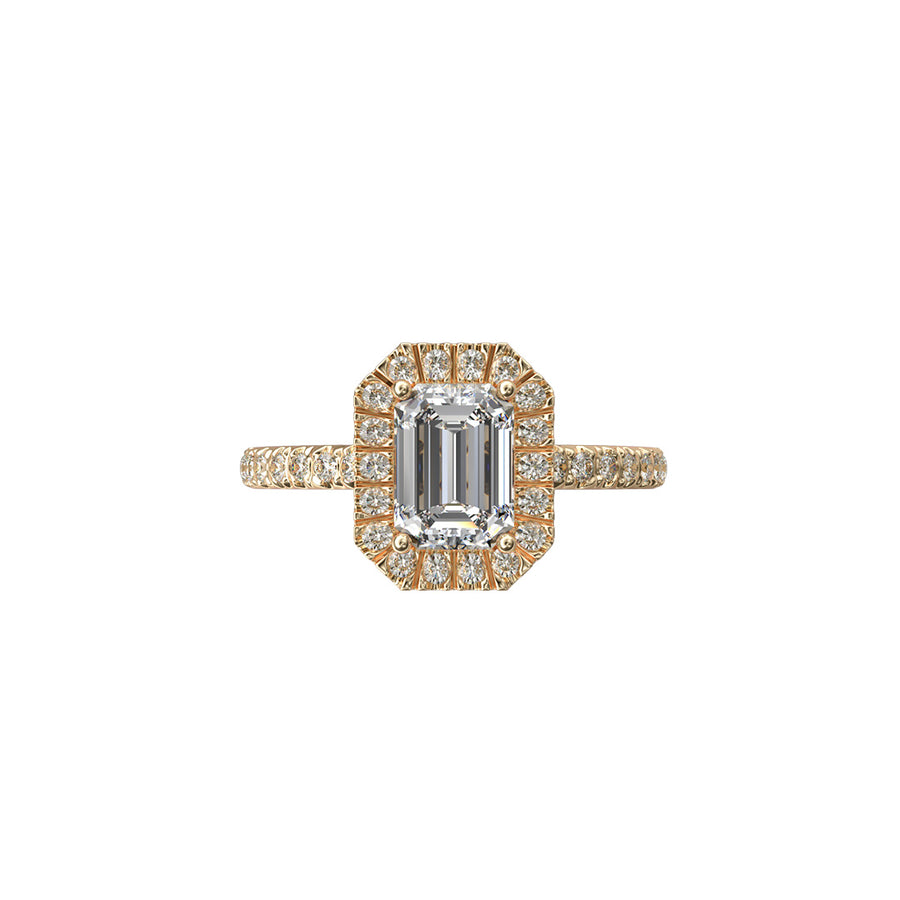 Solitaire Absolue Couronne 1ct pavé Émeraude - Or jaune 18k - diamant éthique - Loyale Paris