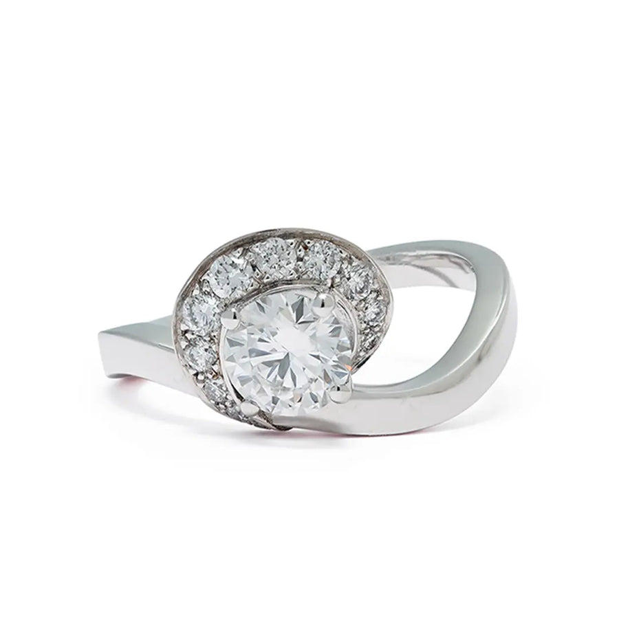 Solitaire Amour Éternel 0.5ct semi-pavé - Or blanc 18k - diamant éthique - Loyale Paris