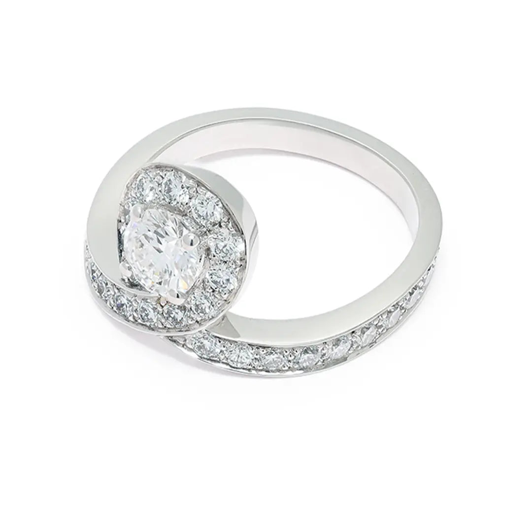 Solitaire Lien Éternel 0.7ct pavé - Or blanc 18k - diamant éthique - Loyale Paris