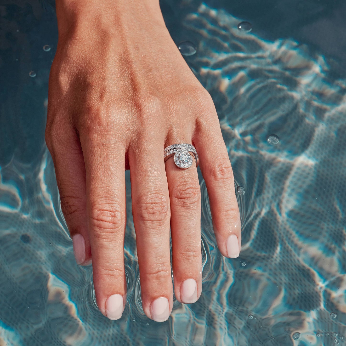 Solitaire Lien ternel 0.7ct pav - Or blanc 18k - diamant thique - Loyale Paris - 5