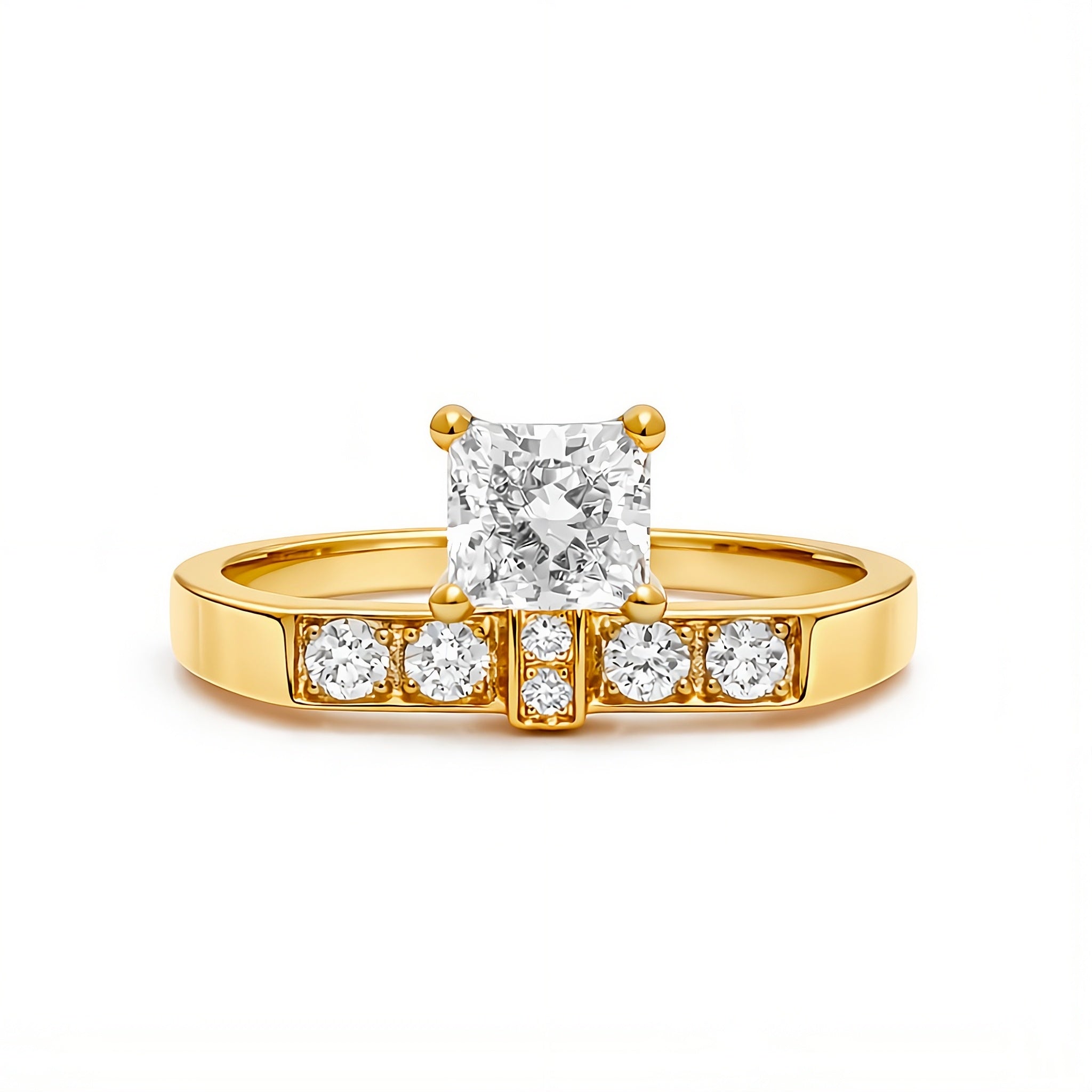 Solitaire Uraeus 0.7ct Princesse pavé - Or jaune 18k - diamant éthique - Loyale Paris