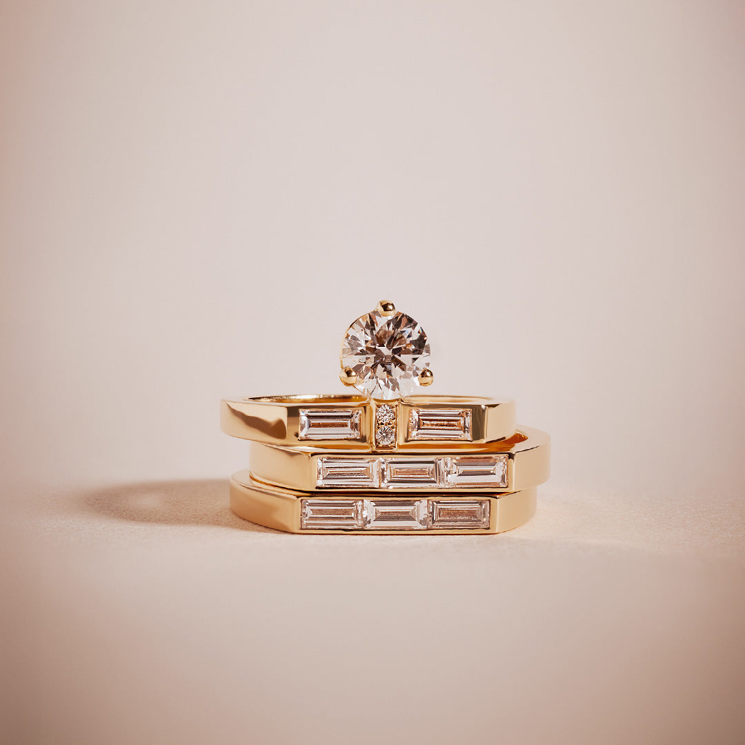 Solitaire Uraeus 0.7ct pave baguette Or Rose 18k diamant_ethique Loyale Paris