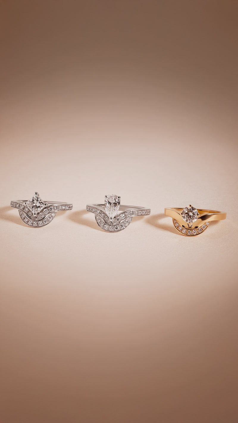 Bague en or recyclé 18k pavée de diamants incolores créés en laboratoire fabriquée en France à la main artisanalement