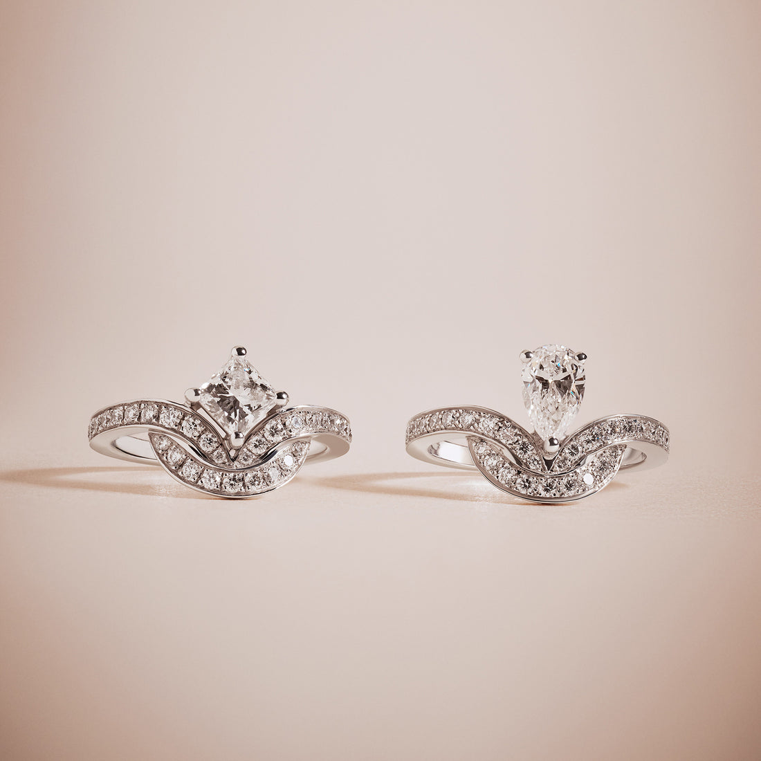 Bague de fiançailles en or blanc recyclé 18k avec diamant incolore et éthique personnalisable fait à la main par des artisans en France