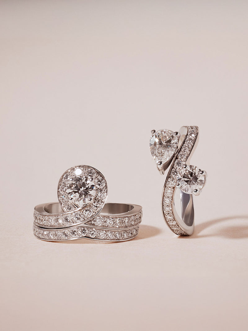 Alliance Lien Éternel pavée - Or blanc 18k - diamant éthique - Loyale Paris