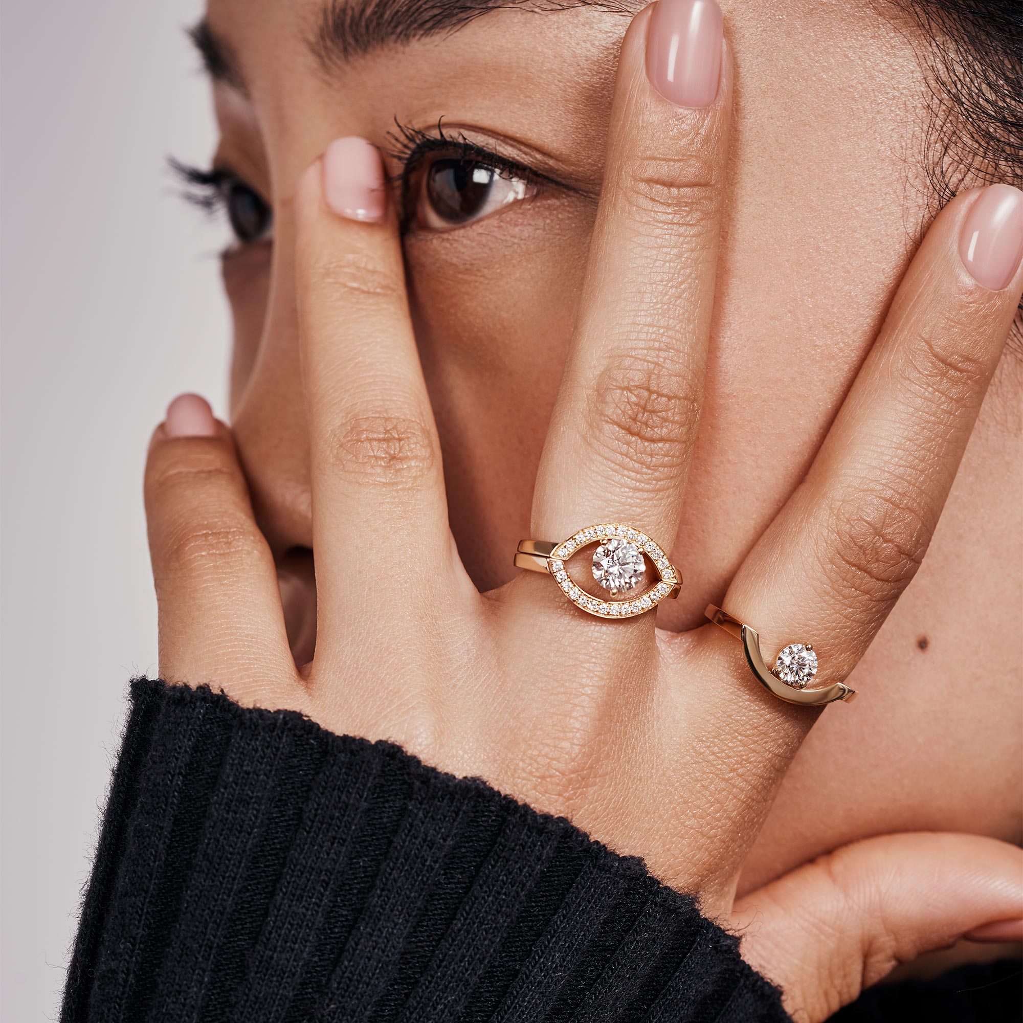 Bague artisanale en or 18k avec diamant de laboratoire, fabrication française