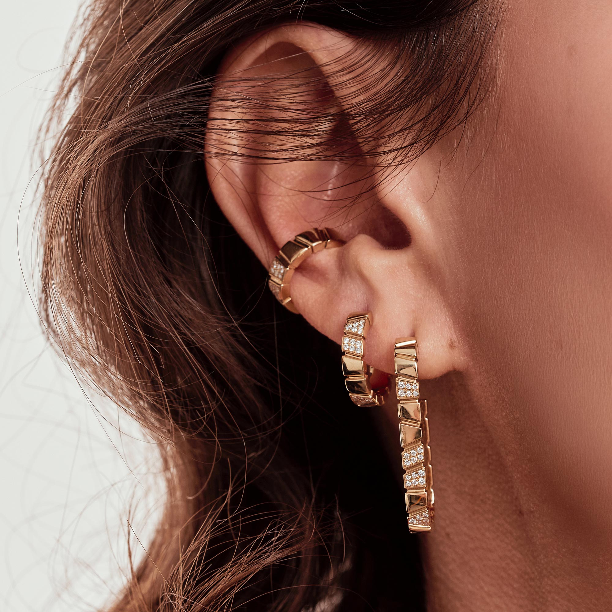 boucles d'oreilles et earcuff or jaune recyclé 18k ride and love maison de joaillerie loyale paris