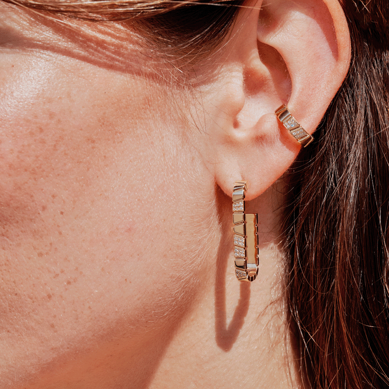 boucles d'oreilles et earcuff or jaune recyclé 18k ride and love maison de joaillerie loyale paris