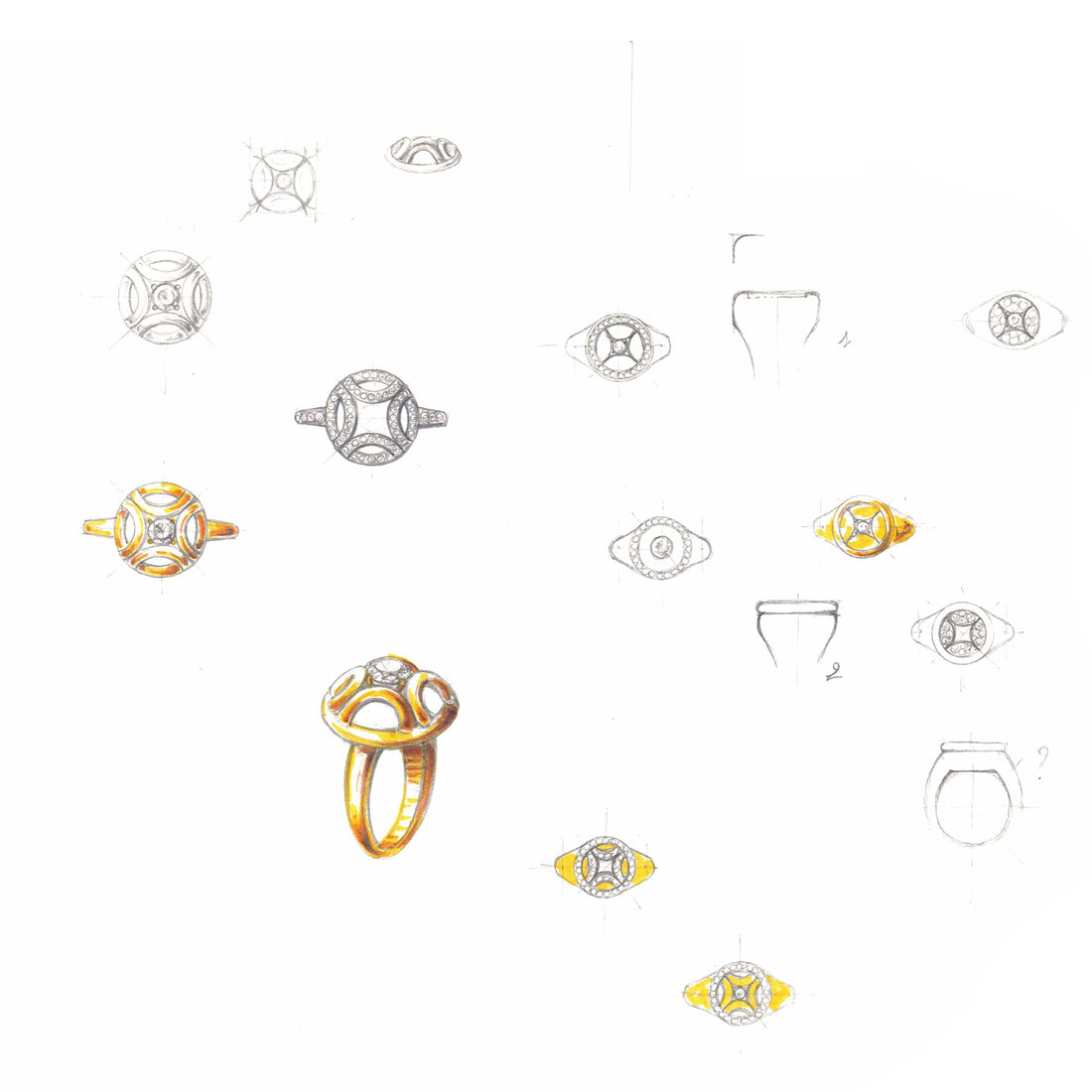 croquis dessin technique collection perpétuelle bagues et chevalières maison de joaillerie loyale paris