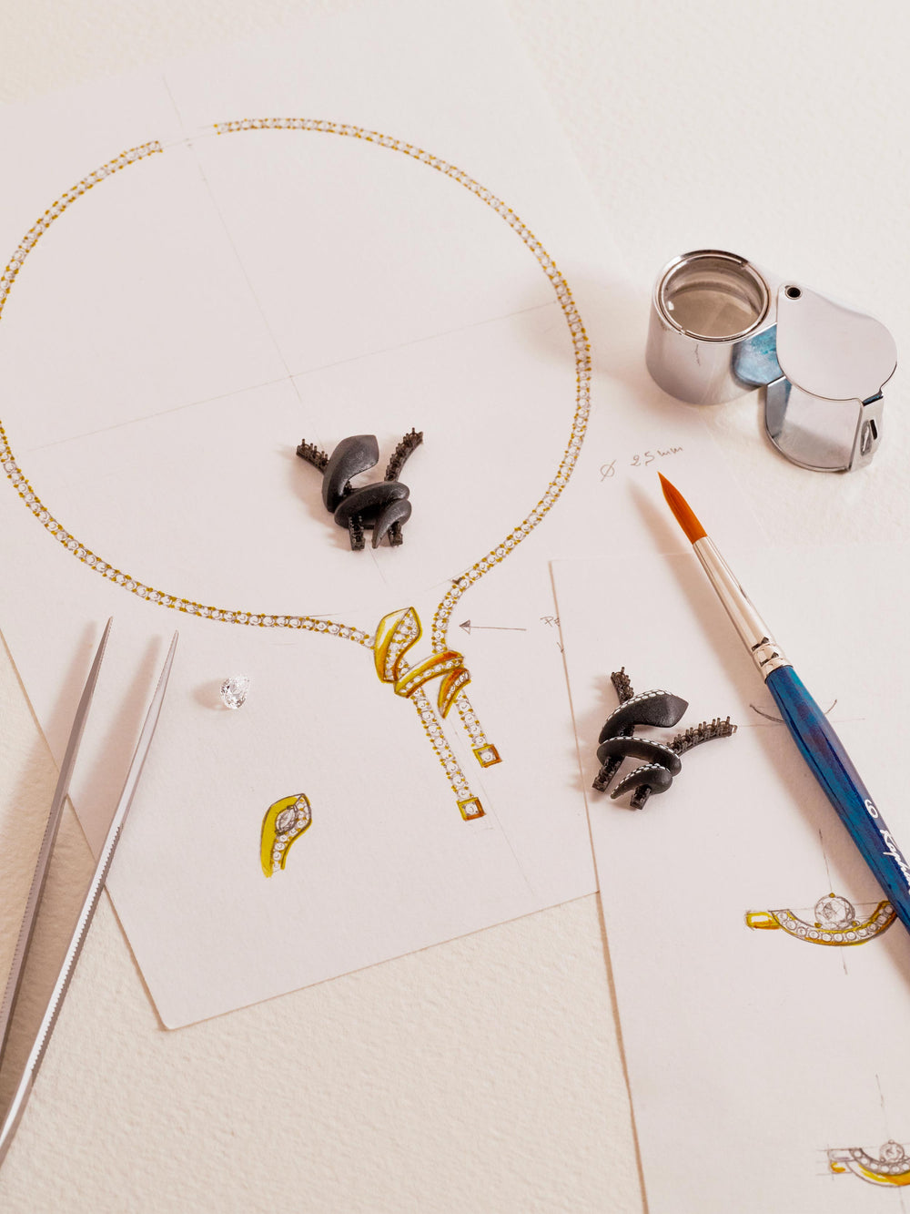 croquis dessin technique collier cobra maison de joaillerie loyale paris