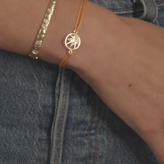 Charm Joie sur Bracelet Cordon - Or jaune 18k - diamant éthique - Loyale Paris