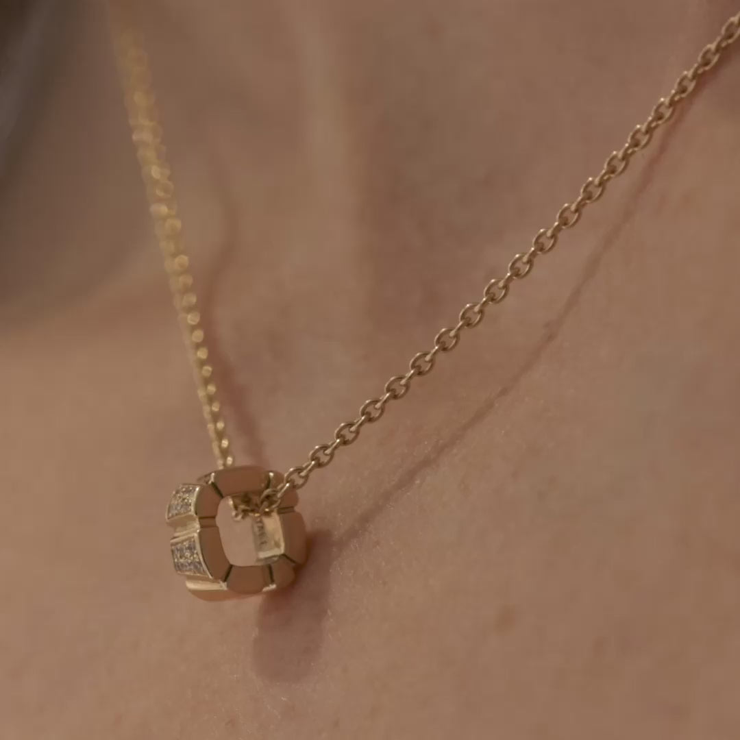 Pendentif Ride & Love pavé Small - Or rose 18k - diamant éthique - Loyale Paris