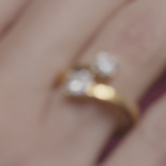 Bague Toi & Moi Twist 0.5ct Brillant 0.7ct Princesse - Or blanc 18k - diamant éthique - Loyale Paris