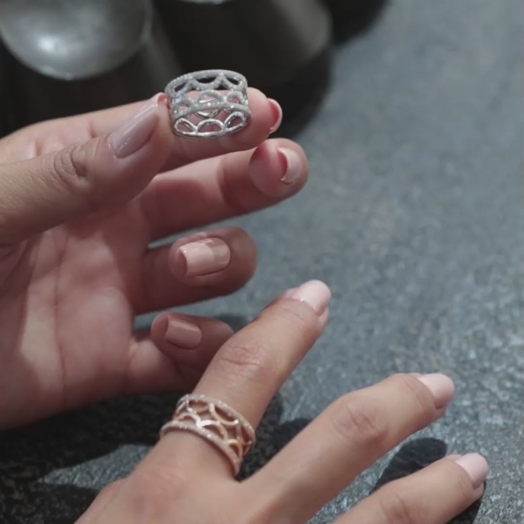 Bague bandeau Perpétuel.le pavée - Or blanc 18k - diamant éthique - Loyale Paris