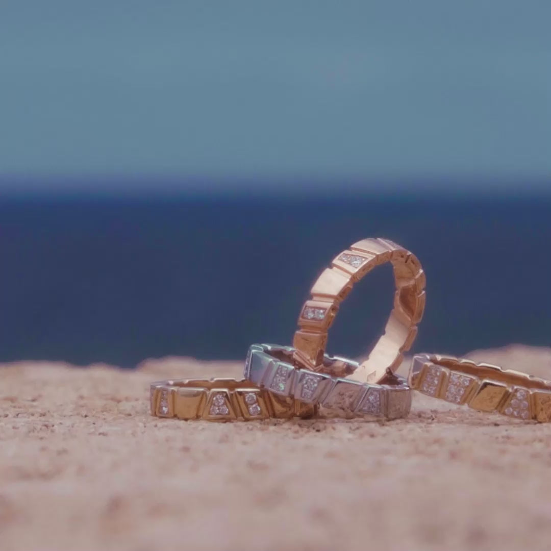 Bague Ride & Love semi-pavée - Or blanc 18k - diamant éthique - Loyale Paris