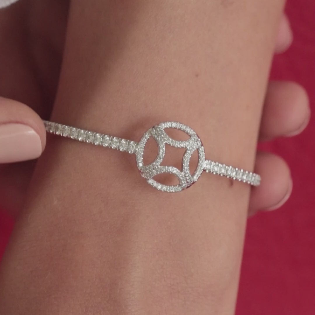 Bracelet jonc Perpétuel.le pavé - Or blanc 18k - diamant éthique - Loyale Paris