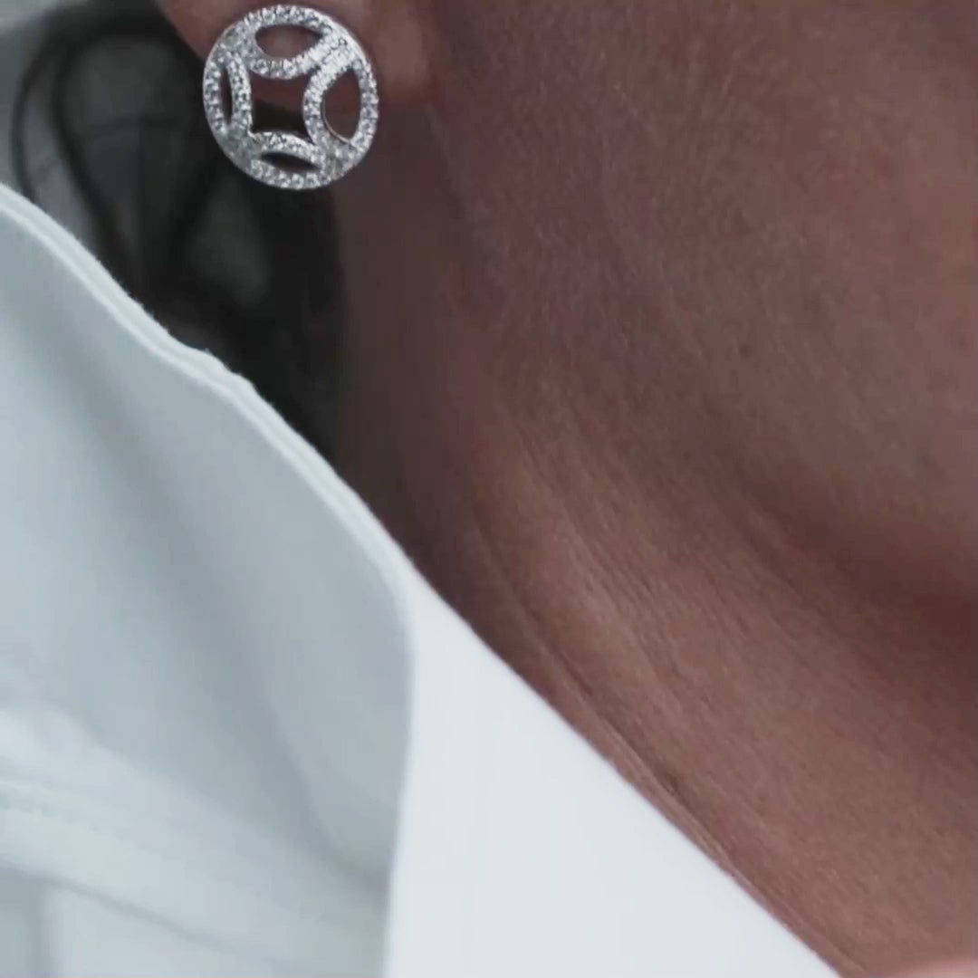 Boucles d'oreilles Perpétuel.le pavées - Or blanc 18k - diamant éthique - Loyale Paris