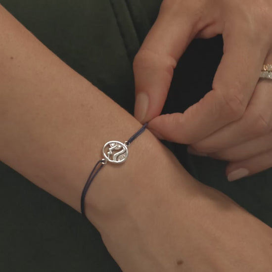 Charm Liberté sur Bracelet Cordon - Or blanc 18k - diamant éthique - Loyale Paris