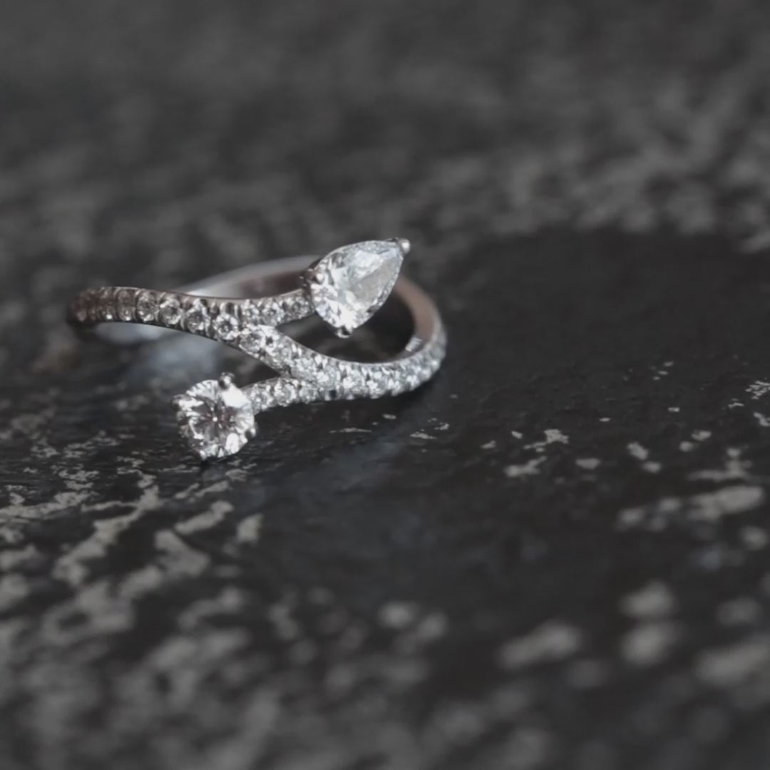 Bague Toi+Moi Toujours 0.25ct 0.35ct pavée - Or jaune 18k - diamant éthique - Loyale Paris