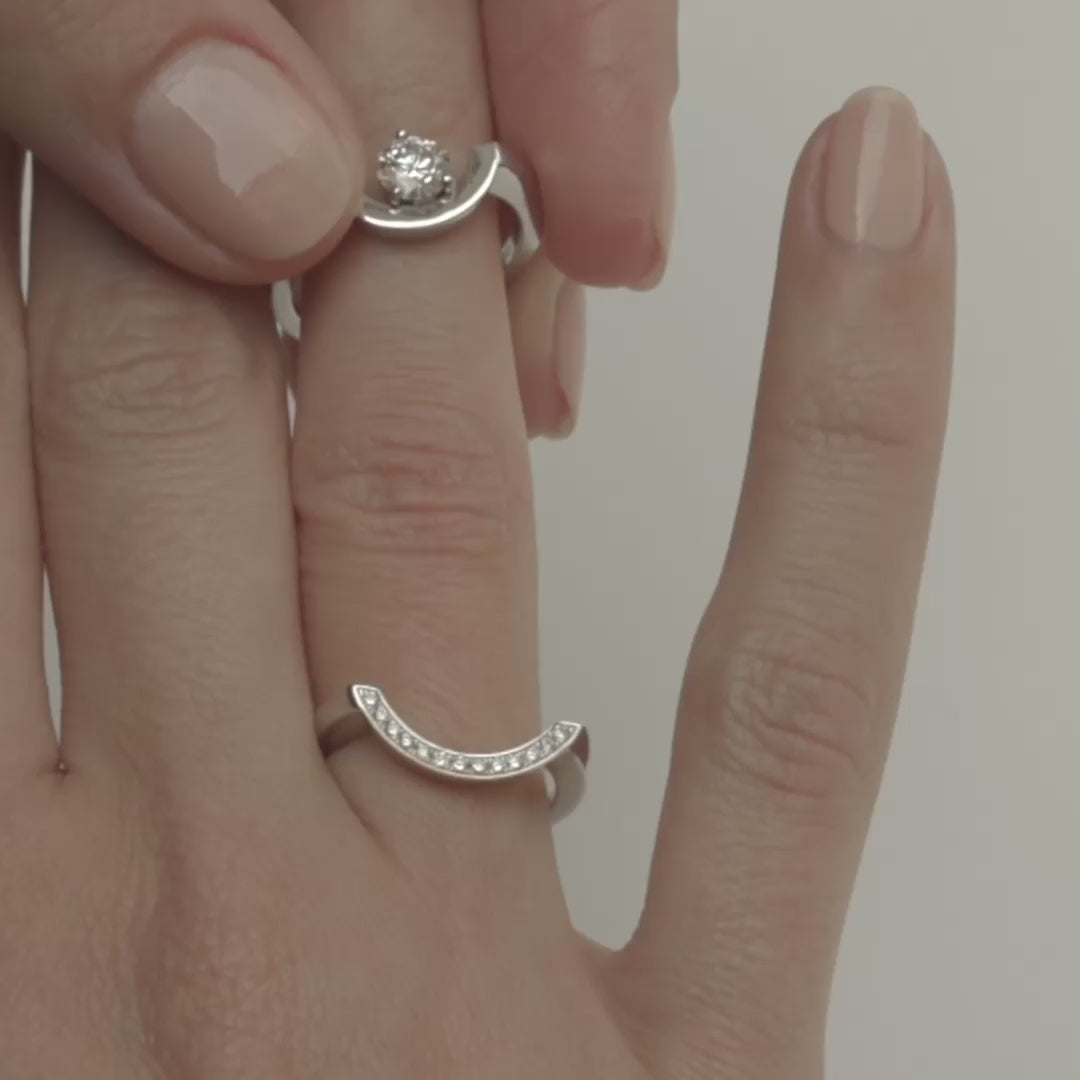 Bague Intrépide petit arc 0.5ct - Or blanc 18k - diamant éthique - Loyale Paris