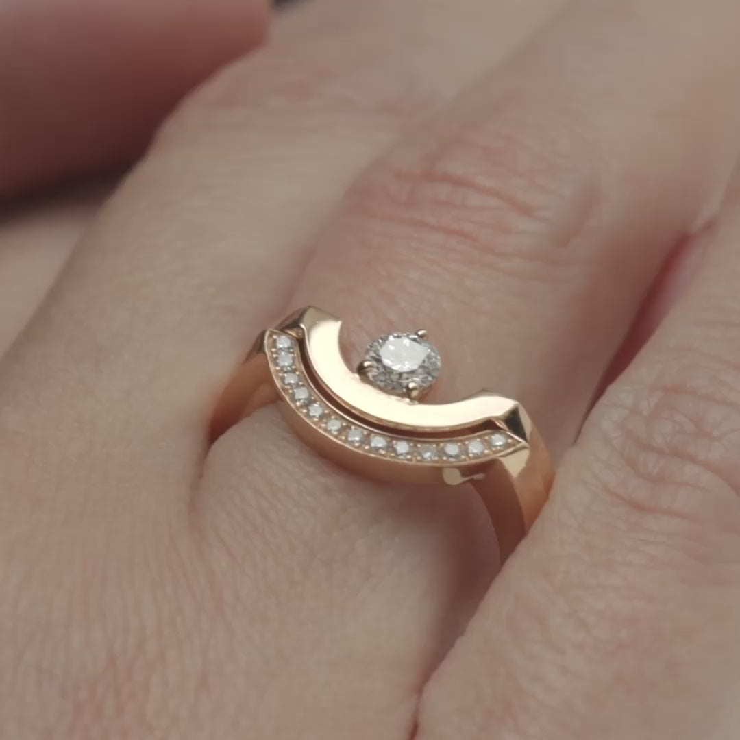 Bague Intrépide petit arc 0.25ct - Or jaune 18k - diamant éthique - Loyale Paris