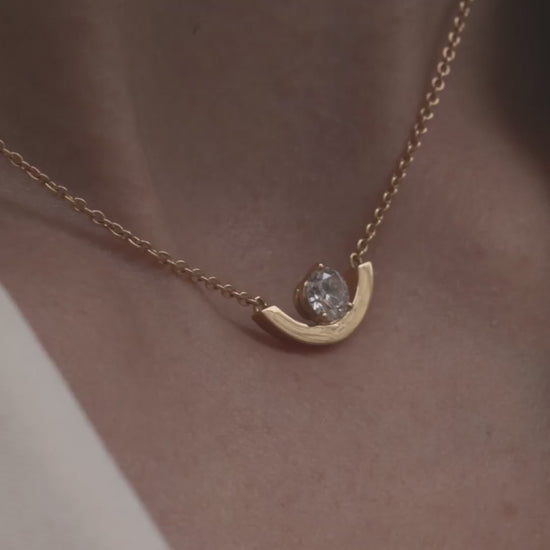 Pendentif Intrépide grand arc 1ct - Or rose 18k - diamant éthique - Loyale Paris