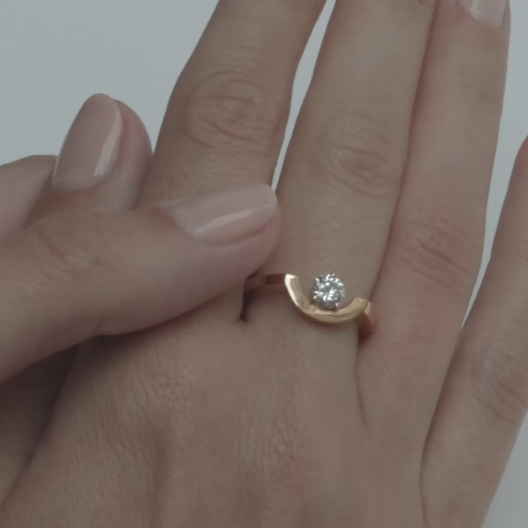 Bague Intrépide petit arc 0.5ct - Or rose 18k - diamant éthique - Loyale Paris