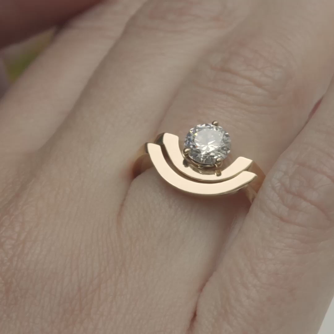 Bague Intrépide grand arc 1ct - Or rose 18k - diamant éthique - Loyale Paris