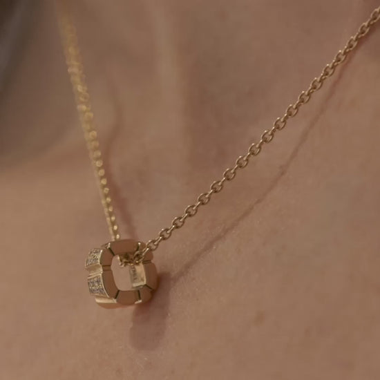 Pendentif Ride & Love semi-pavé Small - Or rose 18k - diamant éthique - Loyale Paris