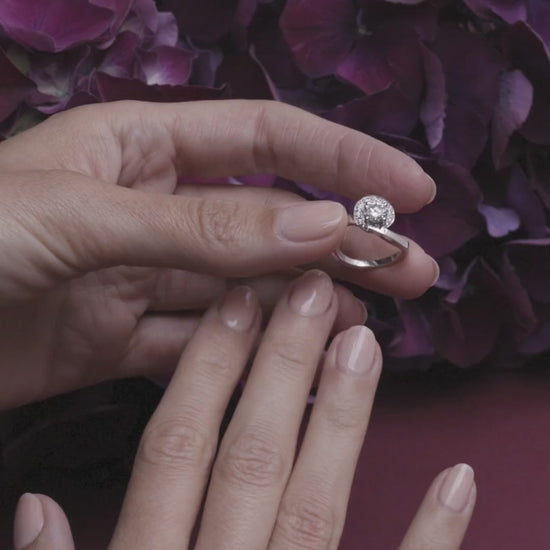 Solitaire Amour Éternel 0.7ct semi-pavé - Or blanc 18k - diamant éthique - Loyale Paris