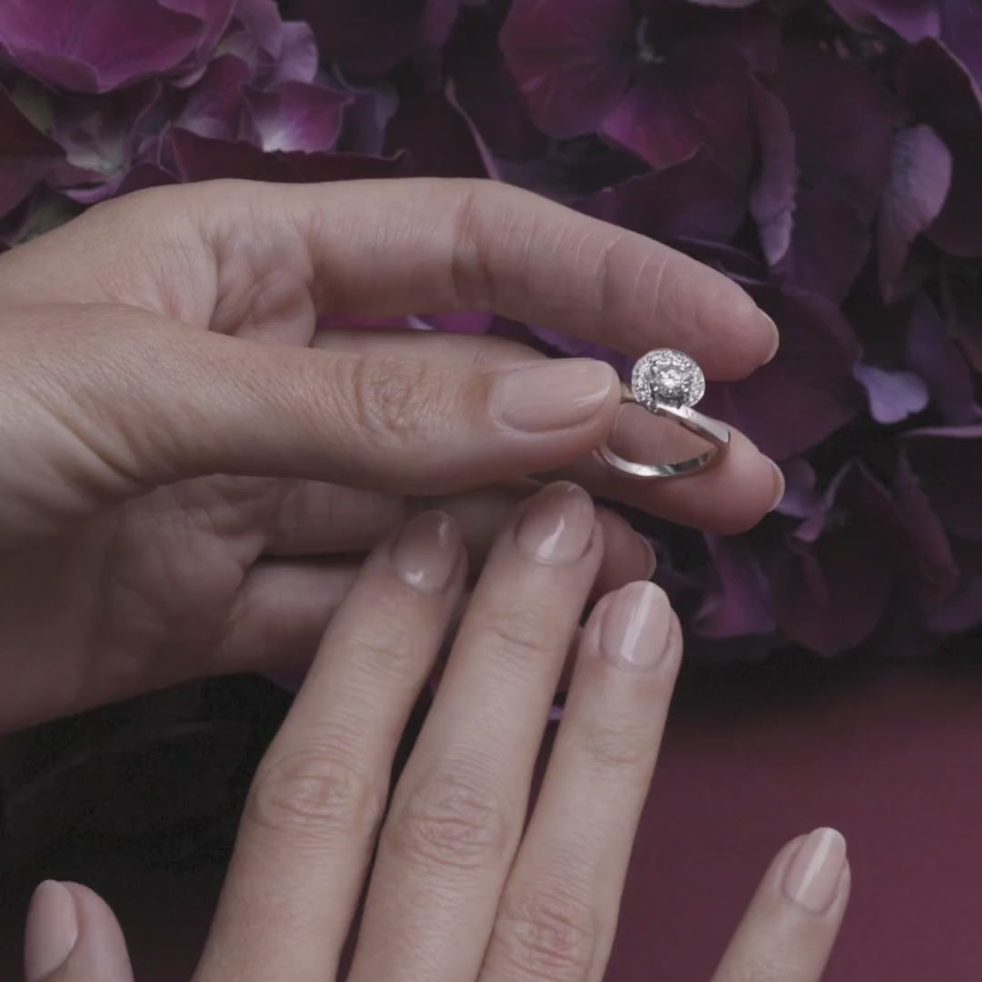 Solitaire Amour Éternel 0.7ct semi-pavé - Or blanc 18k - diamant éthique - Loyale Paris