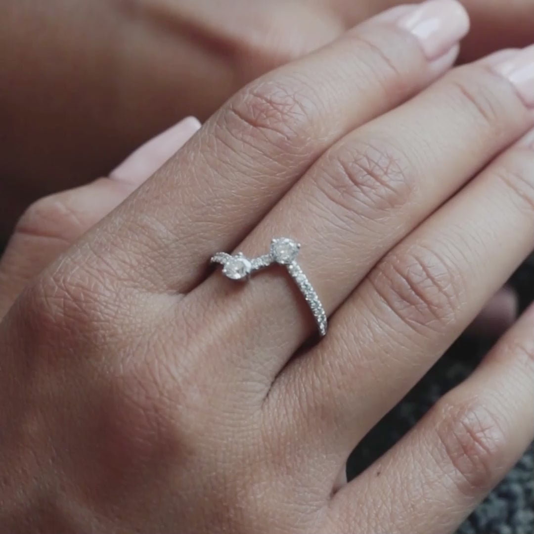 Bague Toi+Moi 0.25ct x2 pavée - Or jaune 18k - diamant éthique - Loyale Paris