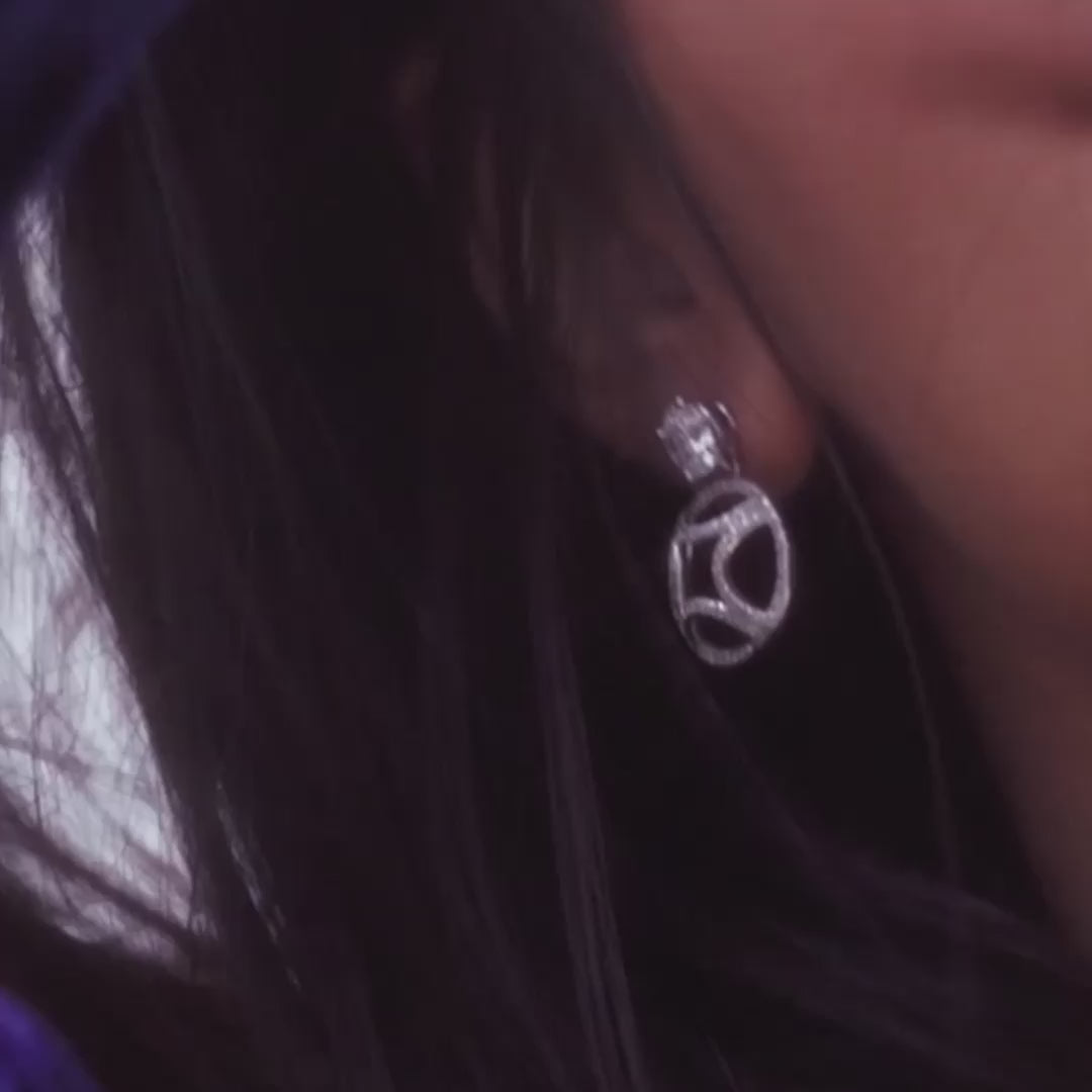 Boucles d'oreilles pendantes Perpétuel.le 1ct x2 pavées - Or blanc 18k - diamant éthique - Loyale Paris