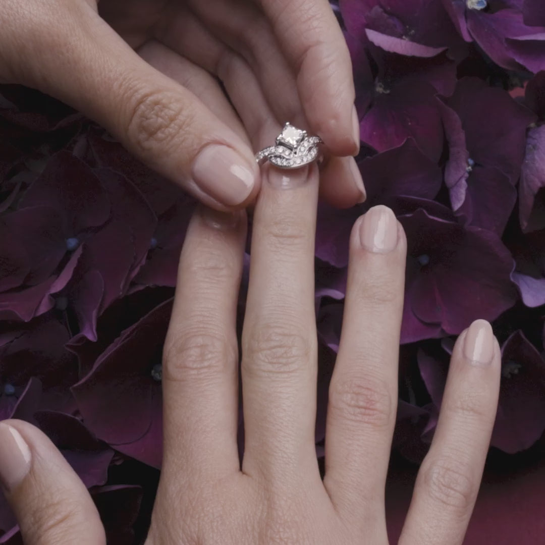 Bague Emblème 0.7ct Princesse pavée - Or blanc 18k - diamant éthique - Loyale Paris